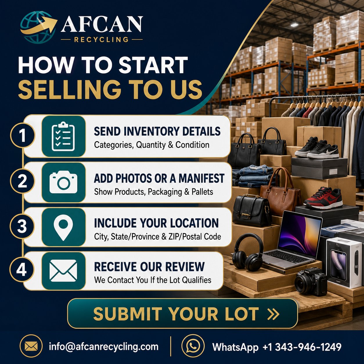 How to start selling bulk inventory to AFCAN